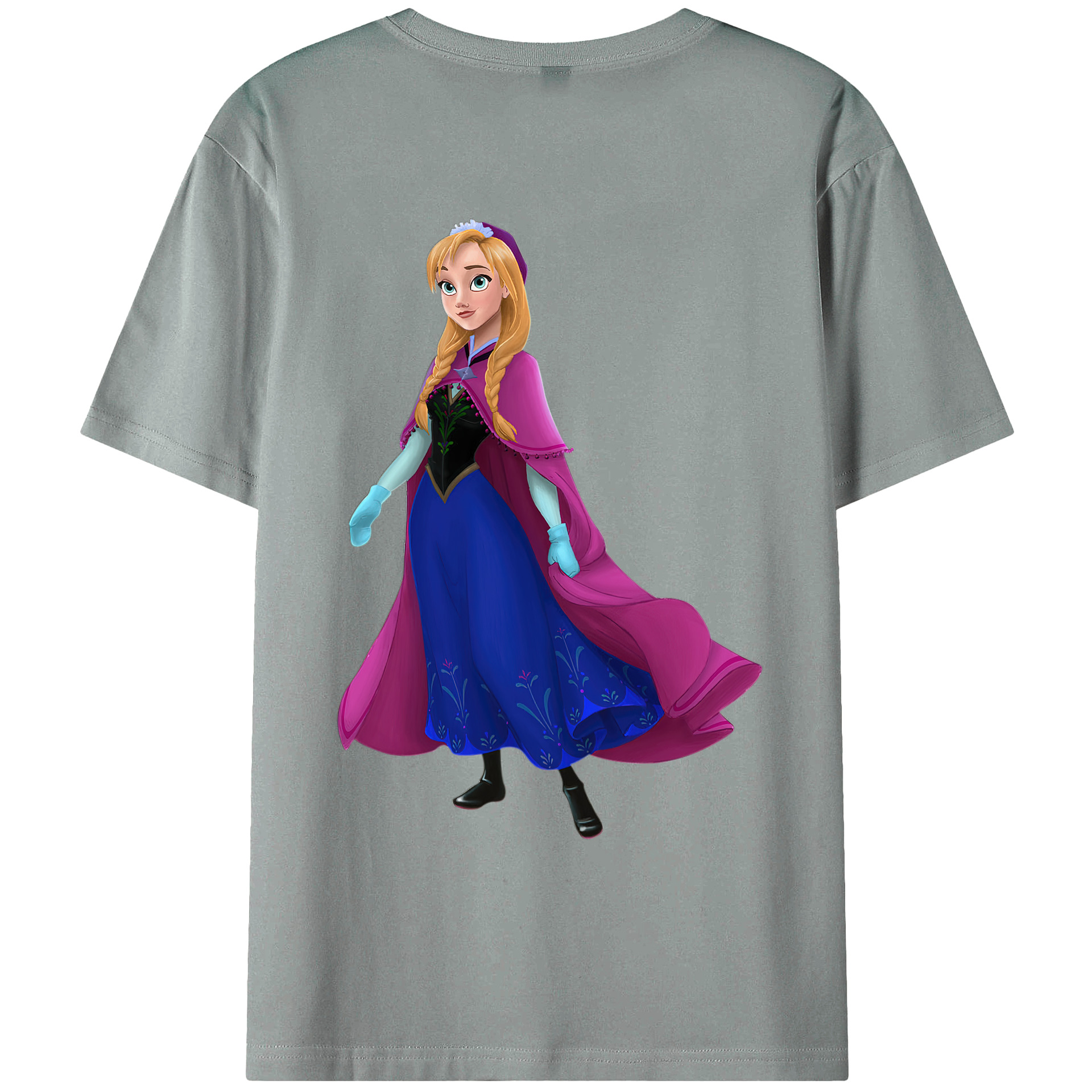 （画像用） アナと雪の女王 アンナ エルサ Frozen Anna Elsa 綿100％ メンズ半袖Tシャツ（バックプリント） 通気性